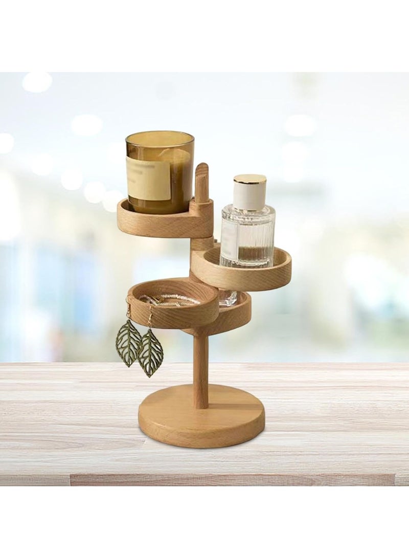 Hihonor Jewelry Organizer Jewelry Display Stand Display Props Decorative Round Small Jewelry Box Jewelry Case for Necklaces Hair Tie, Brown - Image 3