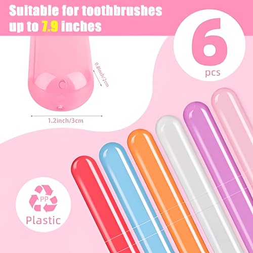 Garth Toothbrush Holder 6 Pc - Plastic Anti-Bacterial Travel Protectors for Oral Care - Portable Brush Holder for Bathroom Wall, Trip & Travel - Multicolor Toothbrush Case Box & Cover Container Set - Image 4