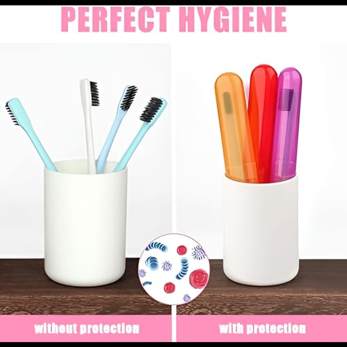 Garth Toothbrush Holder 6 Pc - Plastic Anti-Bacterial Travel Protectors for Oral Care - Portable Brush Holder for Bathroom Wall, Trip & Travel - Multicolor Toothbrush Case Box & Cover Container Set - Image 5