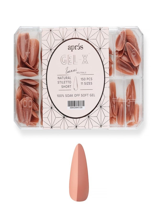 APRÉS Apres Neutrals Gel-X Imani Box Of Nail Tips, 11 Sizes 00-9, Soft Gel Tip Box (150pcs) (Natural Stiletto Short, 150) - Image 1