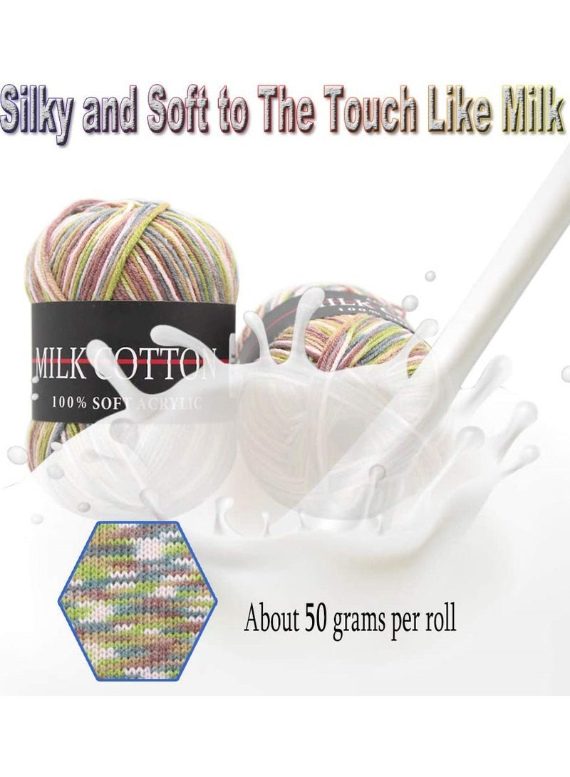 Multicolored Crochet Yarn Set - 6Pcs Soft Acrylic Knitting Yarn for Crafting, Perfect for Sweaters, Scarves, Hats & Garments, Ideal for All Your Knitting Projects