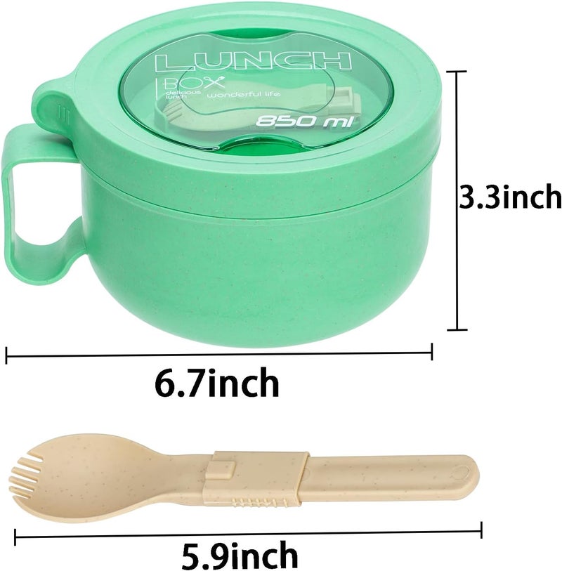 Ronanemon Microwave Ramen Bowl with Lid and Handle for Dorm Essentials,Microwave Soup Mugs Set of 2 for Soup and Instant Noodles,Oatmeal, Gumbo, Salad, BPA Free(Green Red) - Image 3