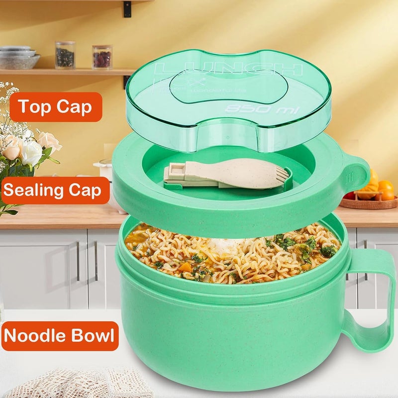 Ronanemon Microwave Ramen Bowl with Lid and Handle for Dorm Essentials,Microwave Soup Mugs Set of 2 for Soup and Instant Noodles,Oatmeal, Gumbo, Salad, BPA Free(Green Red) - Image 4