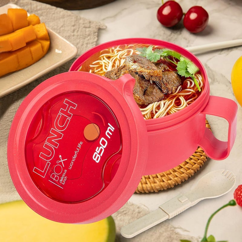 Ronanemon Microwave Ramen Bowl with Lid and Handle for Dorm Essentials,Microwave Soup Mugs Set of 2 for Soup and Instant Noodles,Oatmeal, Gumbo, Salad, BPA Free(Green Red) - Image 2