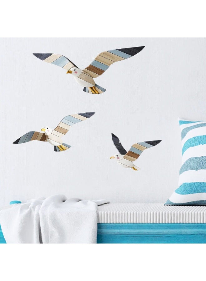 Maritime Wall Decoration Set of 3, Maritime Decoration with Seagull Motif, Decorations with Coastal Motif, Beach Seagull Decor for Living Room, Bedroom, Bathroom, Holiday Home - Image 2