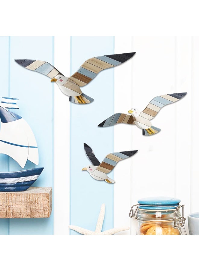 Maritime Wall Decoration Set of 3, Maritime Decoration with Seagull Motif, Decorations with Coastal Motif, Beach Seagull Decor for Living Room, Bedroom, Bathroom, Holiday Home - Image 3