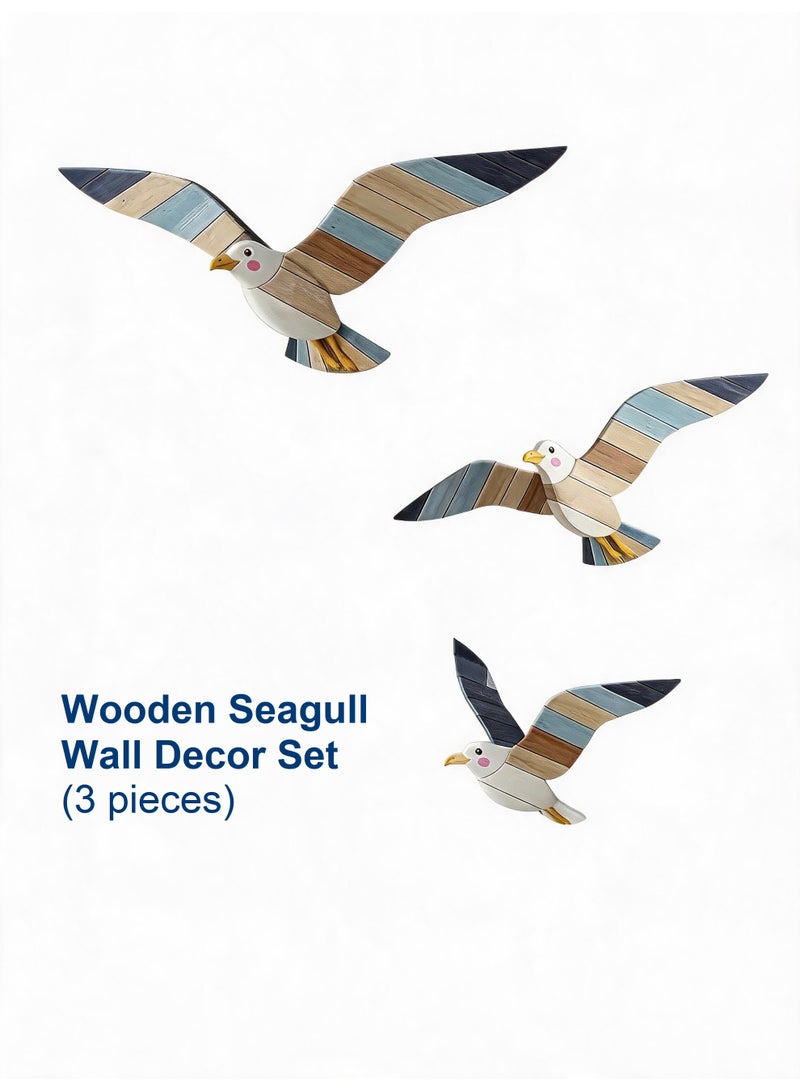 Maritime Wall Decoration Set of 3, Maritime Decoration with Seagull Motif, Decorations with Coastal Motif, Beach Seagull Decor for Living Room, Bedroom, Bathroom, Holiday Home - Image 1