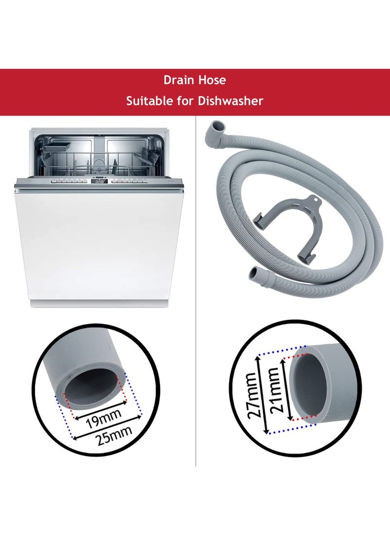 Generic Universal Drain Hose with Right Angle End for Washing Machines (2.5m, 19mm / 21mm)  - Image 2