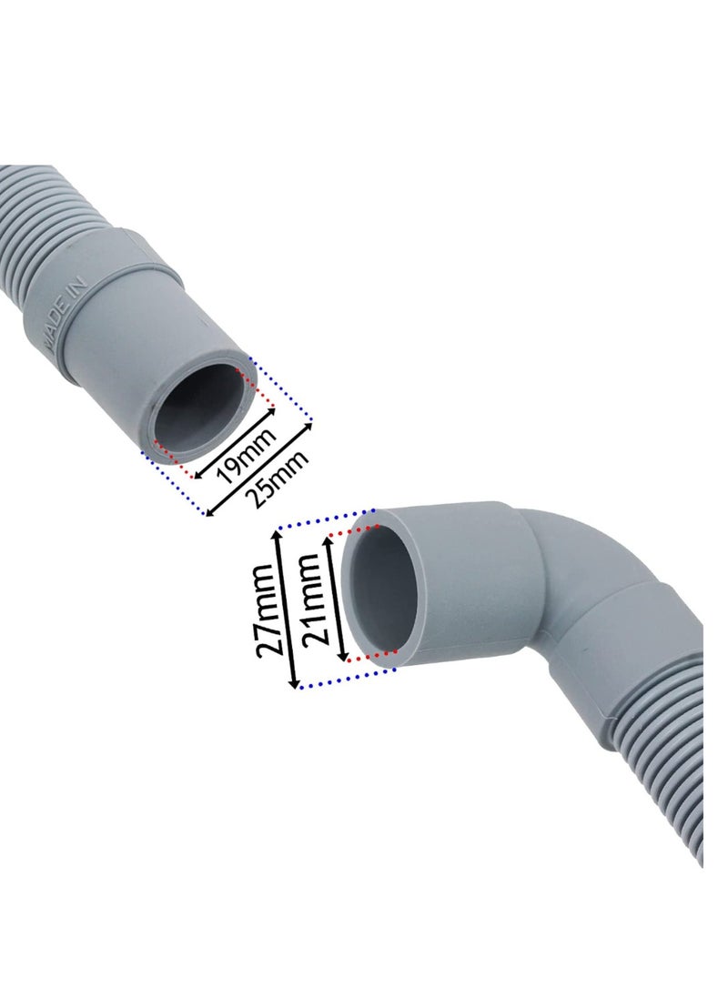 Generic Universal Drain Hose with Right Angle End for Washing Machines (2.5m, 19mm / 21mm)  - Image 3