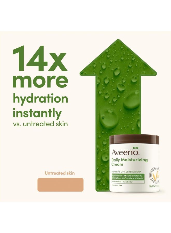 Aveeno كريم ترطيب يومي مع الشوفان البروبيوتيك وزبدة الشيا للجسم والوجه واليدين، كريم مرطب، يرطب البشرة العادية إلى الجافة، الحساسة، خالي من العطور، غير كوميدوغينيك، 20 أونصة - Image 5