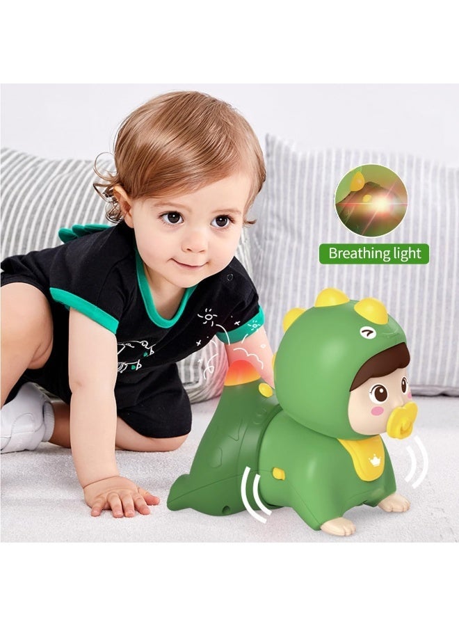 ECVV Baby Crawling Musical Toy Dinosaur Shape Sounds & Light Crawling Toys Tummy Time Learning Educational Toy for Toddlers - Image 2
