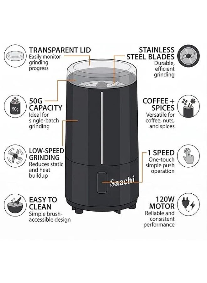 ساتشي مطحنة قهوة 0.05 kg 120 W NL-CG-4968 متعدد الألوان - Image 3