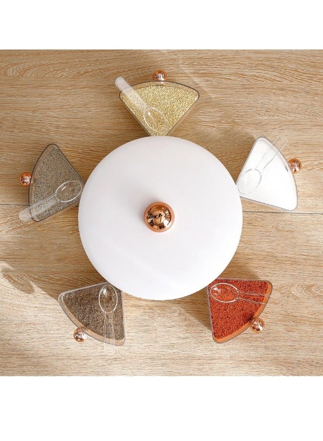 منظم توابل شفافة قابلة للدوران للمطبخ مع غطاء وملعقة، صندوق توابل بلاستيكي ذو سعة كبيرة - Image 5