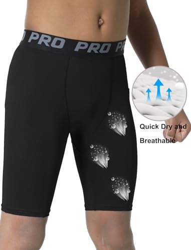 EXARUS Youth Boys Compression Shorts Performance Athletic Base Layers Underwear Running Sports Soccer 12Y - Image 4