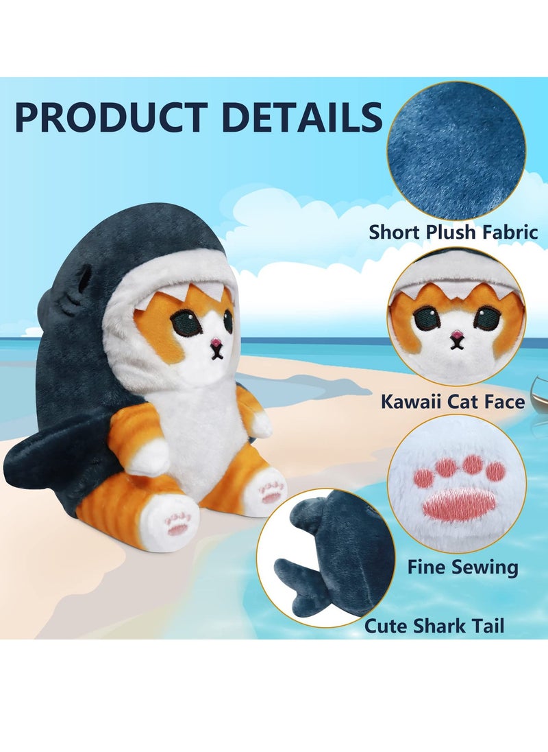 SYOSI Cute Shark Cat Plush Toy, 8 Inch Cat Shark Plush Doll, Stuffed Animal Soft Plush Pillow for Children Kids Girls, Birthday Gifts for Kids Boys  - Image 2