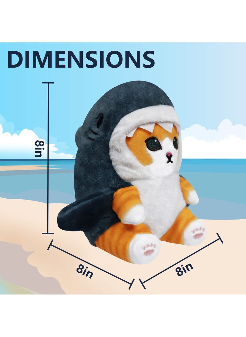 SYOSI Cute Shark Cat Plush Toy, 8 Inch Cat Shark Plush Doll, Stuffed Animal Soft Plush Pillow for Children Kids Girls, Birthday Gifts for Kids Boys  - Image 4