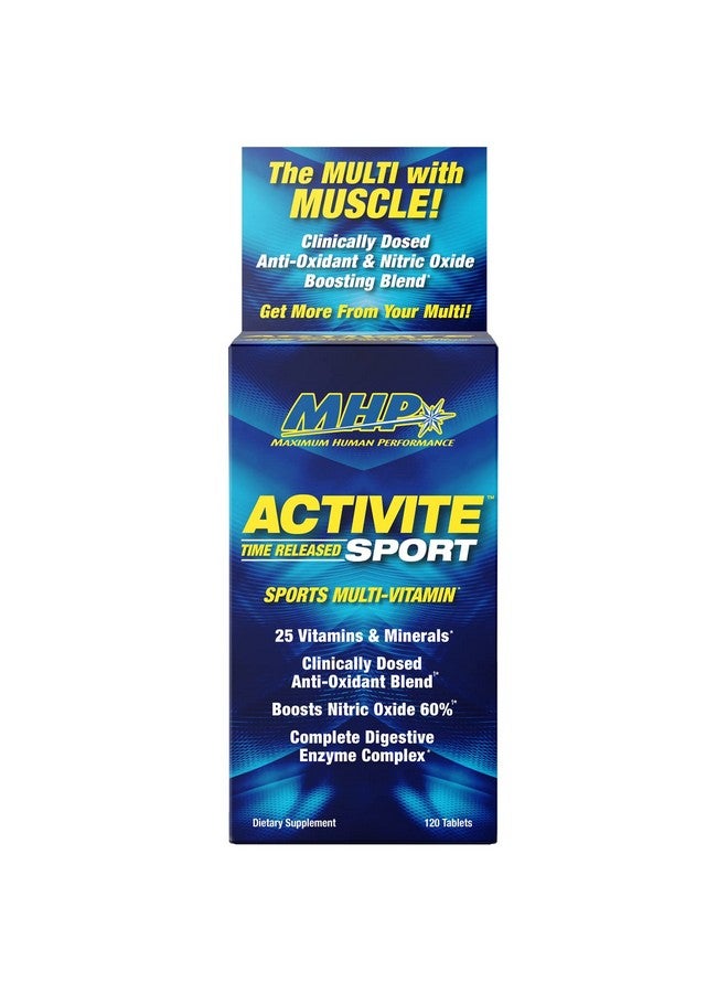 Maximum Human Performance MHP Activite Sport Multi Vitamin, 25 Vitamins and Minerals, Nitric Oxide Booster, Digestive Enzymes, Antioxidants, 120 Tablets - Image 1