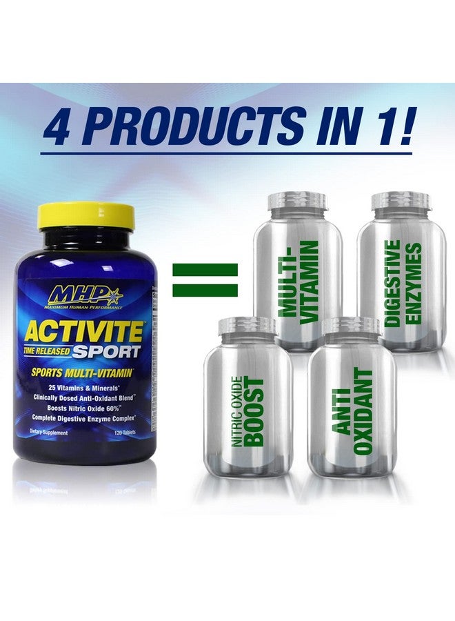Maximum Human Performance MHP Activite Sport Multi Vitamin, 25 Vitamins and Minerals, Nitric Oxide Booster, Digestive Enzymes, Antioxidants, 120 Tablets - Image 4