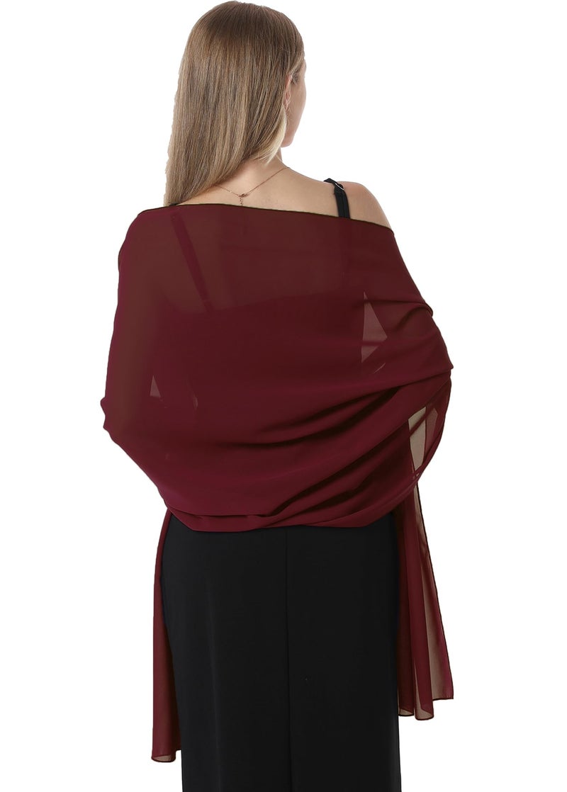 Hotshawl Chiffon Shawls and Wraps for Evening Dresses Women Elegant Soft Scarf Bridal Scarve Wedding Stole (Burgundy, One Size) - Image 2