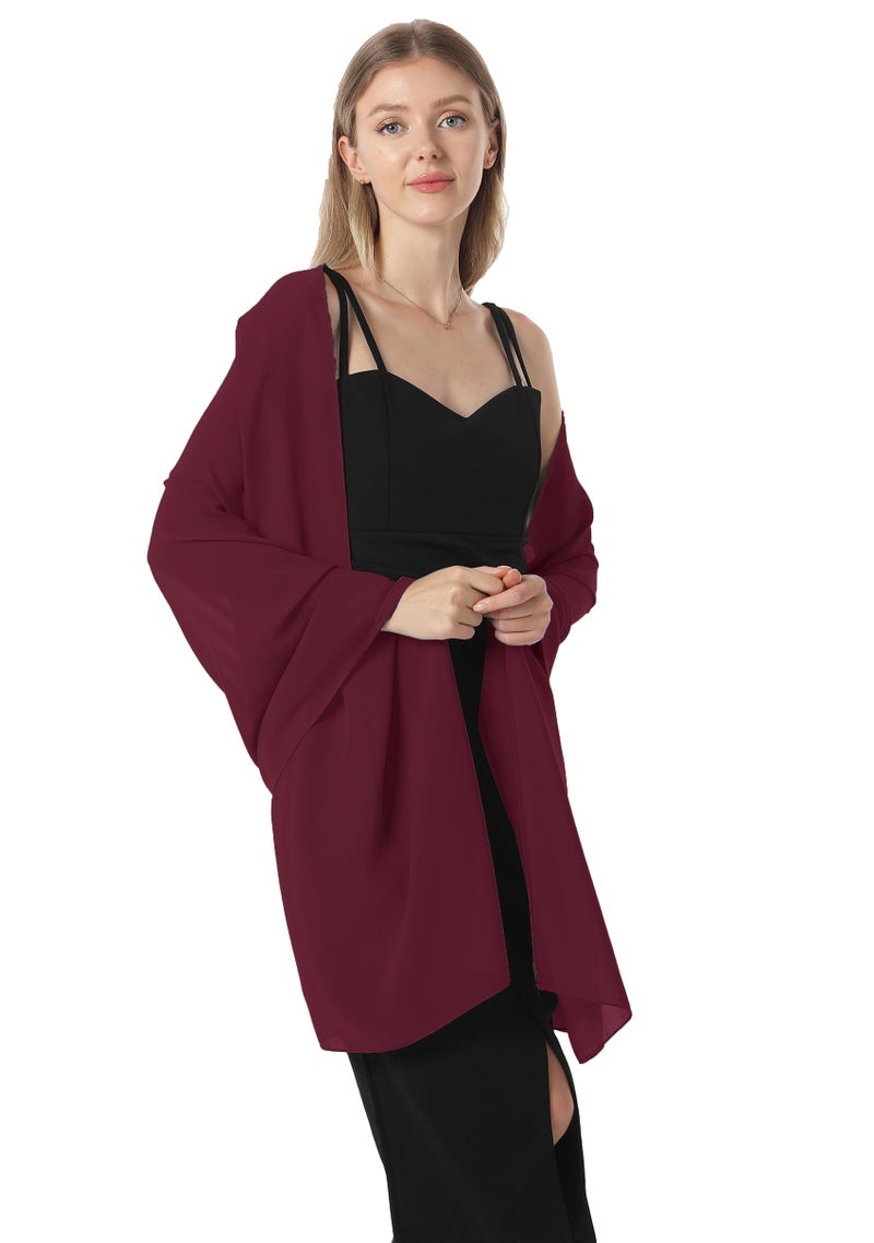 Hotshawl Chiffon Shawls and Wraps for Evening Dresses Women Elegant Soft Scarf Bridal Scarve Wedding Stole (Burgundy, One Size) - Image 4