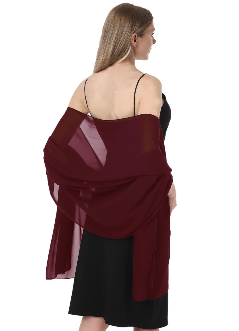 Hotshawl Chiffon Shawls and Wraps for Evening Dresses Women Elegant Soft Scarf Bridal Scarve Wedding Stole (Burgundy, One Size) - Image 1
