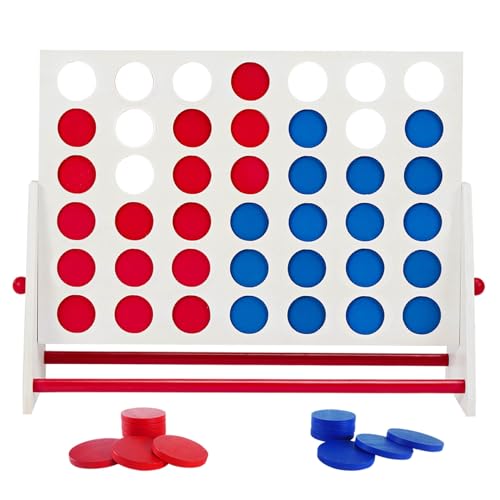 ApudArmis Portable Wooden 4 in a Row Game Classic Wooden 4toScore Game Set with Coins  Carrying BagIndoor Outdoor Connect Games for Teens Adults Family - Image 1