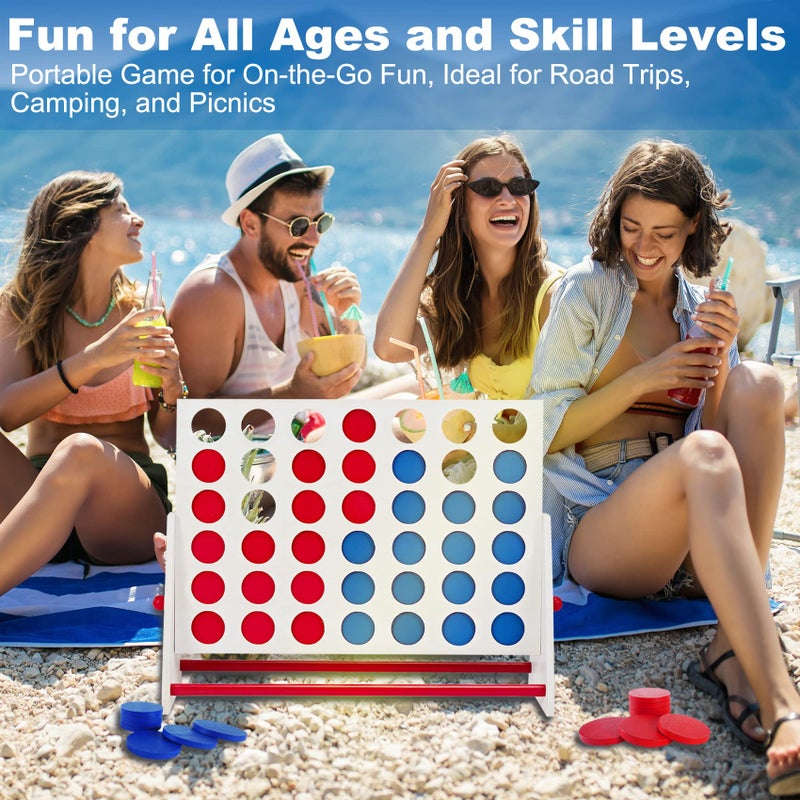 ApudArmis Portable Wooden 4 in a Row Game Classic Wooden 4toScore Game Set with Coins  Carrying BagIndoor Outdoor Connect Games for Teens Adults Family - Image 3