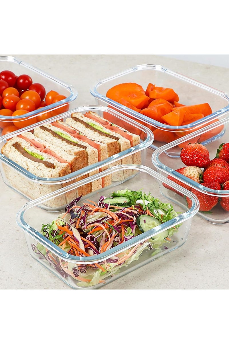 5-Packs, 1040ml Glass Meal Prep Containers with Snap Locking Lids Glass Food Containers,Airtight Lunch Container,Microwave, Oven, Freezer and Dishwasher - Image 5