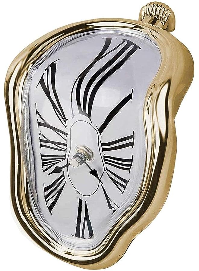 Goodern Melting Clock,Salvador Dali Watch Melted Clock for Home Office Decoration,Wall Clock Table Shelf Desk Decorative Clock,Fashion Melted Clocks Roman Clock,Funny Room Decor Creative Gift-Gold - Image 1