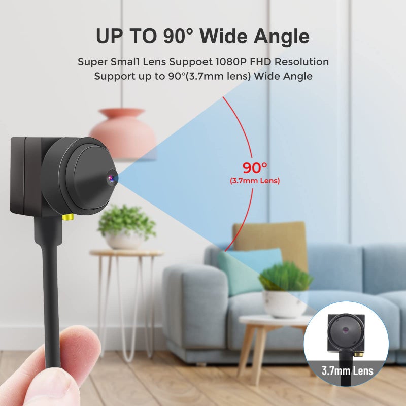 PEGATISAN USB Webcams 1080P Web Camera Eye Contact Camera with Microphone 3.7mm Mini Webcam Wide Angle Fisheye Portable PC Camera Module for Youtube Meetings/ZOOM/Video/Laptop/Professional Equipment/Teaching - Image 3