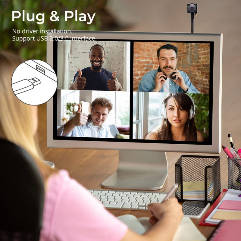 PEGATISAN USB Webcams 1080P Web Camera Eye Contact Camera with Microphone 3.7mm Mini Webcam Wide Angle Fisheye Portable PC Camera Module for Youtube Meetings/ZOOM/Video/Laptop/Professional Equipment/Teaching - Image 5