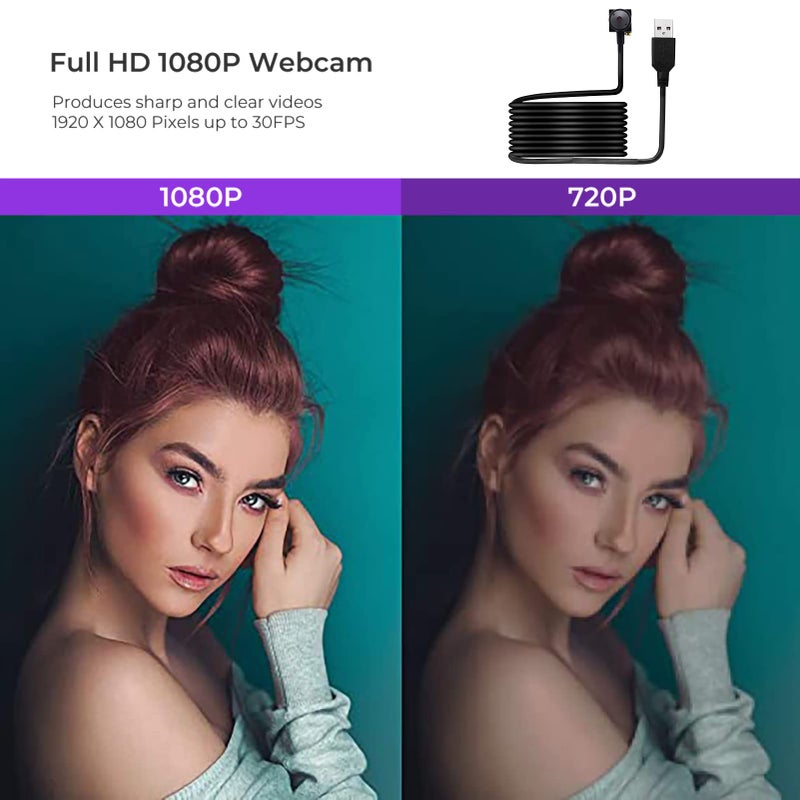 PEGATISAN USB Webcams 1080P Web Camera Eye Contact Camera with Microphone 3.7mm Mini Webcam Wide Angle Fisheye Portable PC Camera Module for Youtube Meetings/ZOOM/Video/Laptop/Professional Equipment/Teaching - Image 4