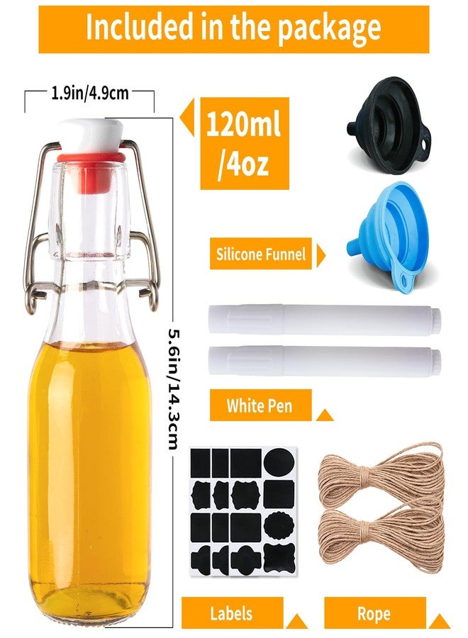 INFTYLE 20 Pack 4oz Swing Top Glass Bottles With Flip Airtight Lids for Home Brewing, Beverages, Oil, Vinegar, Water, Soda, Kefir, Limoncello, Homemade liquor, vanilla - Image 2