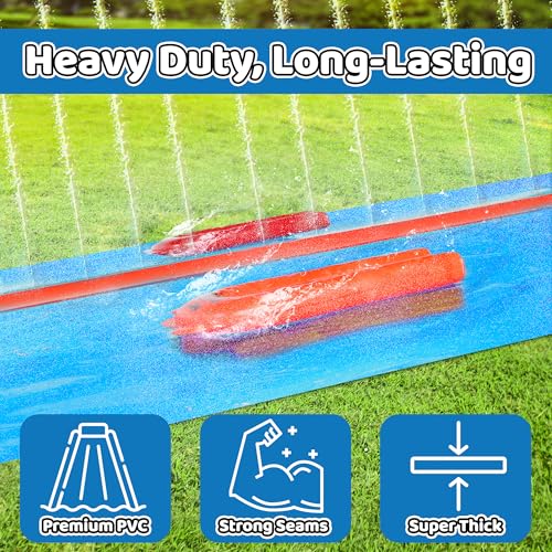 JAMBO 40FT Mega Slip Splash and Slide with 2 Bodyboards | Water Slide Waterslide Backyard Outdoor Water Toys for Kids with Sprinklers | Outdoor Splash Mat Splash Pad, Double Lane Summer Toy - Image 5