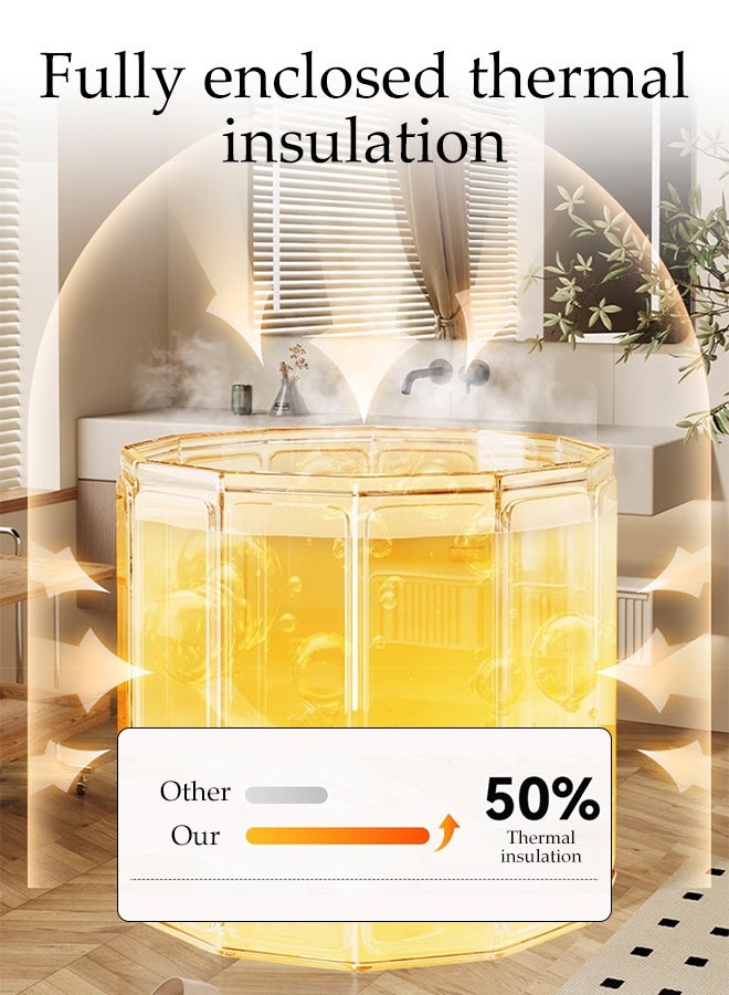 DUNISO Portable Collapsible Bathtub,Large Capacity Waterproof Bathing Bucket with Seat Cushion , Separate Family Bathroom SPA Massage Pool for Adults with Thermal Foam - Image 5