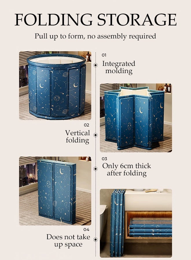 DUNISO Portable Collapsible Bathtub,Large Capacity Waterproof Bathing Bucket with Seat Cushion , Separate Family Bathroom SPA Massage Pool for Adults with Thermal Foam - Image 3