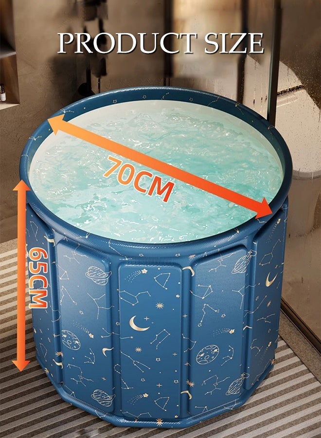 DUNISO Portable Collapsible Bathtub,Large Capacity Waterproof Bathing Bucket with Seat Cushion , Separate Family Bathroom SPA Massage Pool for Adults with Thermal Foam - Image 2