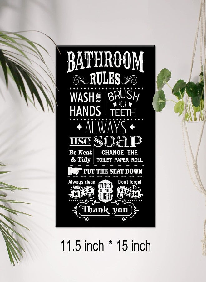 JerLoe Bathroom Rules Quote Canvas Wall Art Bathroom Wash Hands Canvas Print Painting Toilet WC Wall Decor Framed Gift 12x15 Inch - Image 2
