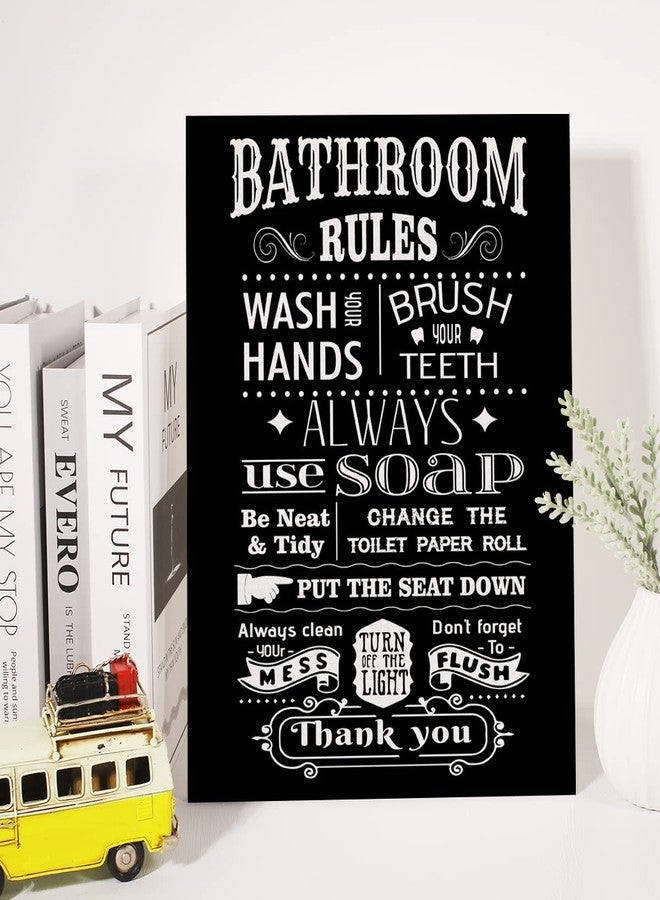 JerLoe Bathroom Rules Quote Canvas Wall Art Bathroom Wash Hands Canvas Print Painting Toilet WC Wall Decor Framed Gift 12x15 Inch - Image 3