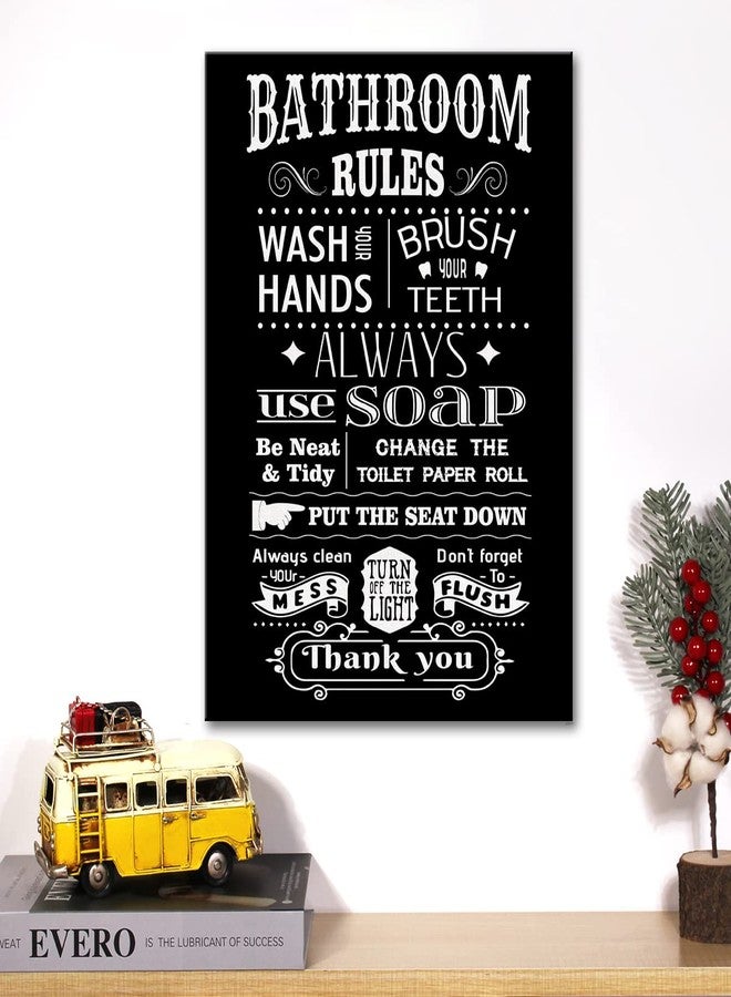 JerLoe Bathroom Rules Quote Canvas Wall Art Bathroom Wash Hands Canvas Print Painting Toilet WC Wall Decor Framed Gift 12x15 Inch - Image 4