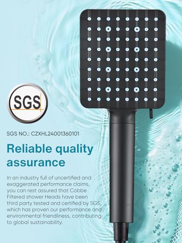 Cobbe Filtered Shower Head with Handheld, High Pressure 6 Spray Mode Showerhead with Filters, Water Softener Filters Beads for Hard Water - Remove Chlorine - Reduces Dry Itchy Skin, Matte Black - Image 5
