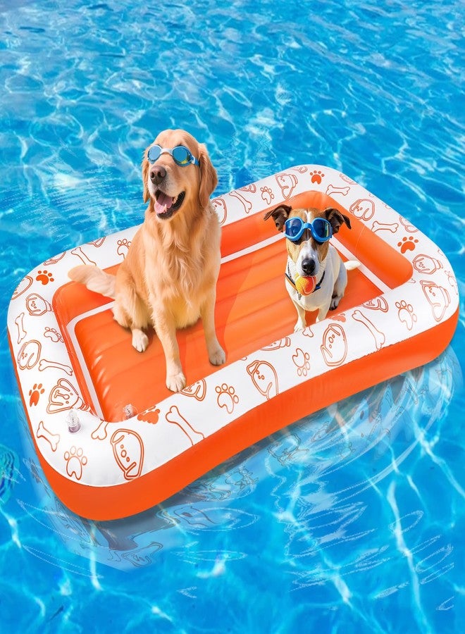 RGJ Inflatable Dog Pool Float, Dog Float Raft for Pool Lake River, Up to 220LB Dogs Floatie Boat Pet Float for Large Medium Small Dogs - Image 1