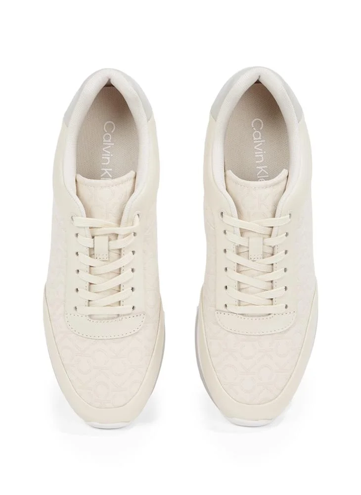 CALVIN KLEIN LACE UP JACQUARD RUNNER TRAINERS