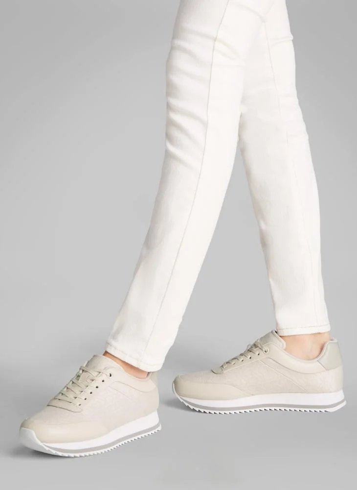 CALVIN KLEIN LACE UP JACQUARD RUNNER TRAINERS