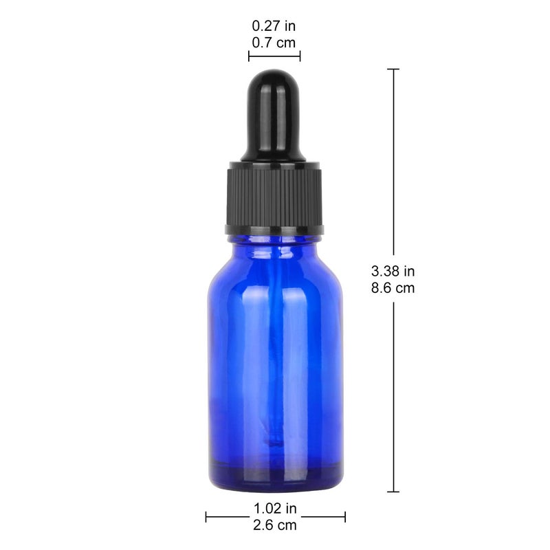 stonylab 15ml (0.5 oz) 6-Pack, Cobalt Glass Dropper Bottle, Blue Empty Glass Bottle with Glass Dropper, Inner Plug and Label for Laboratory Solutions and Chemical Liquids - Image 3