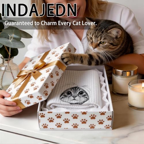 INDAJEDN Adorable Cat Gifts Hand Towels, Cute Tabby Cat Hand Towels for Bathroom Washroom Toilet Decor, Funny Black and White Tabby Cats Bathroom Decor, Cats Gifts for Women Lover, 16x24 Inch - Image 5
