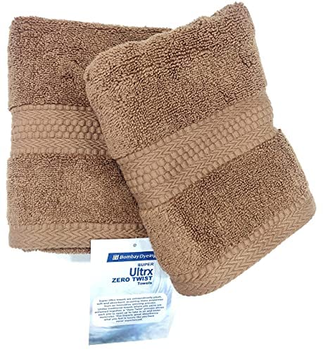 Bombay Dyeing Ultrx Zero Twist Plain 2 Piece Cotton Hand Towel (Brown) - Image 1