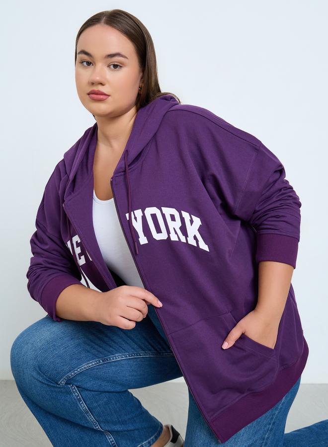 ستايلي هودي طويل واسع بمقاس كبير ونصف سحَّاب غلق - Image 1