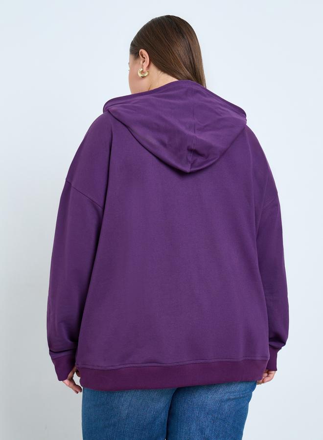 ستايلي هودي طويل واسع بمقاس كبير ونصف سحَّاب غلق - Image 5