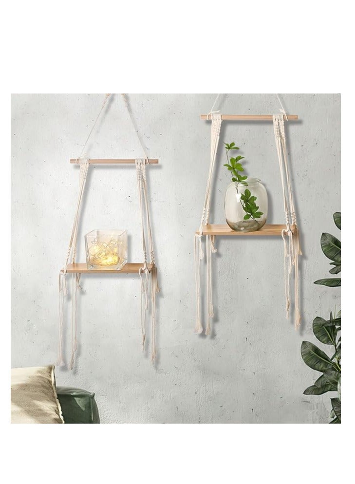 انتيكيانو رف حائط خشبي مصنوعة يدويا لنمط بوهيمي - Image 2